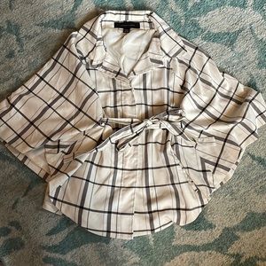 Apostrophe Plaid Belted Cape